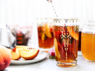 Peach Iced Tea with Honey-Peach Simple Syrup